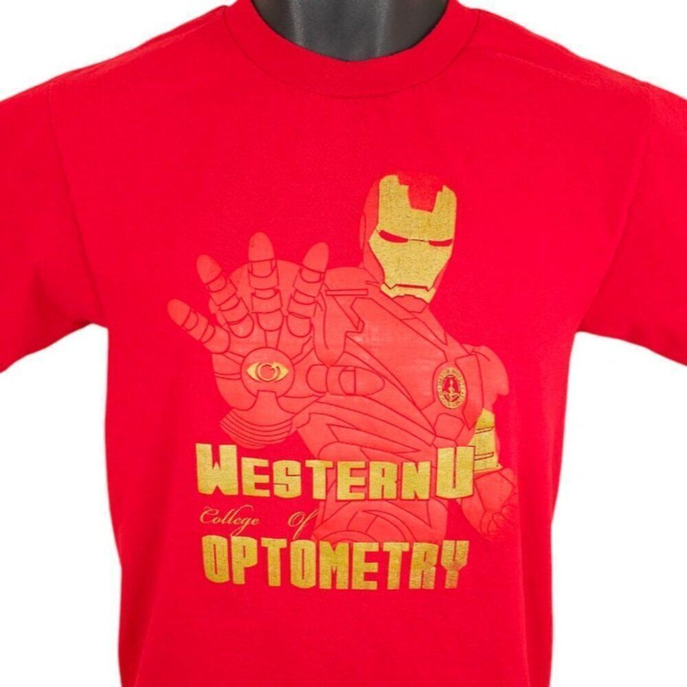 Western University T Shirt Mens Size Small Red College Of Optometry Iron Man